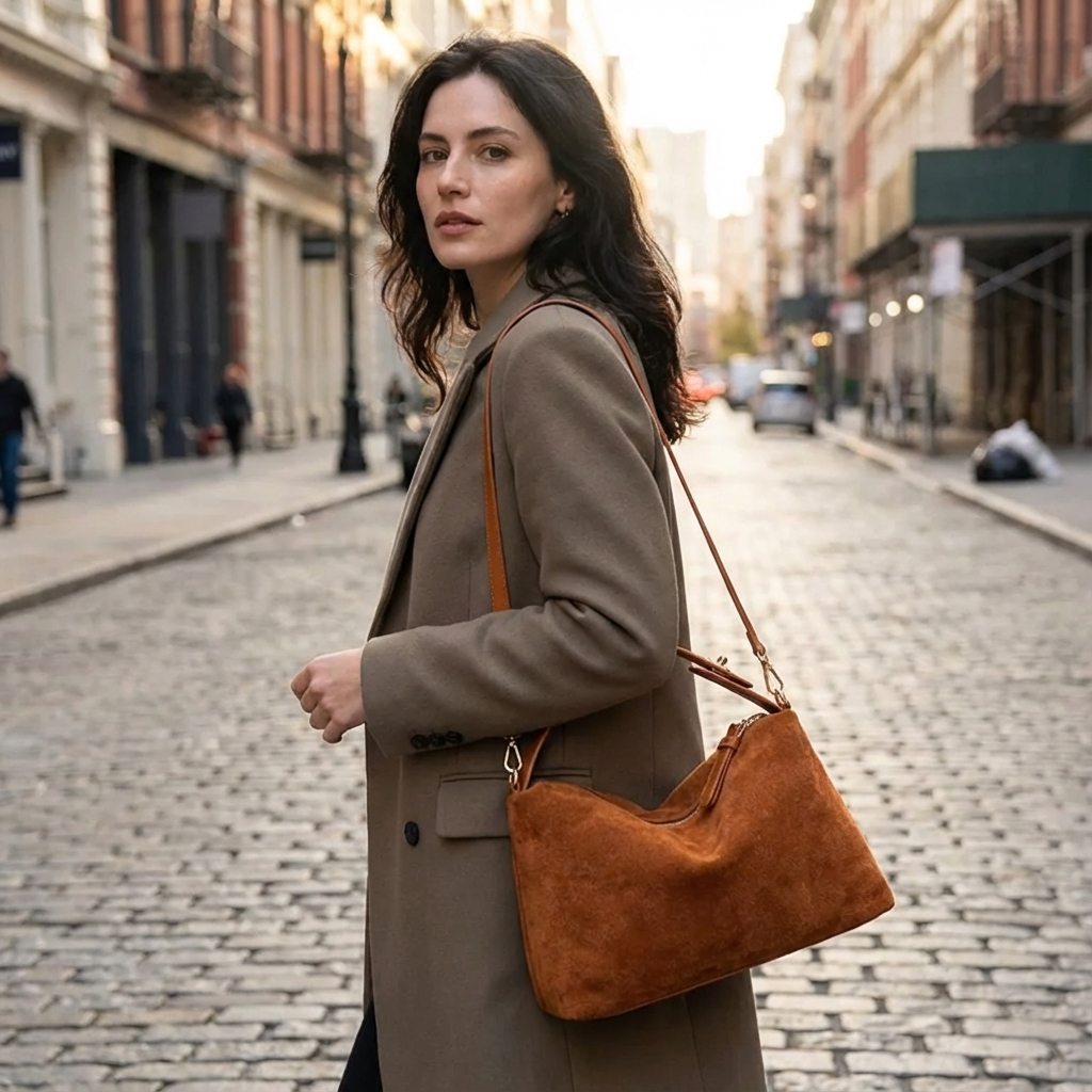 Crossbody Handtas - Imitatiesuède Pillow Schoudertas met Rits