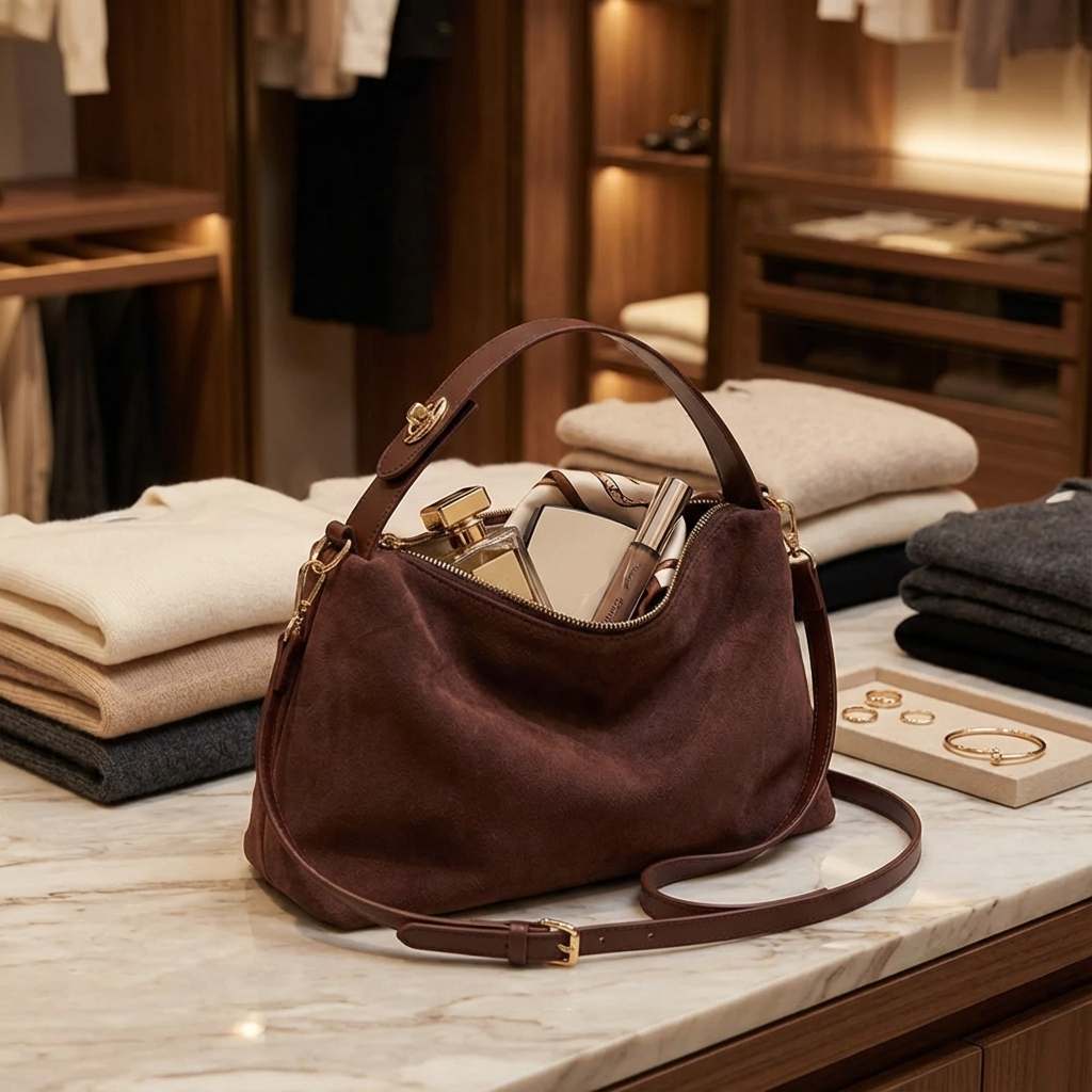 Crossbody Handtas - Imitatiesuède Pillow Schoudertas met Rits