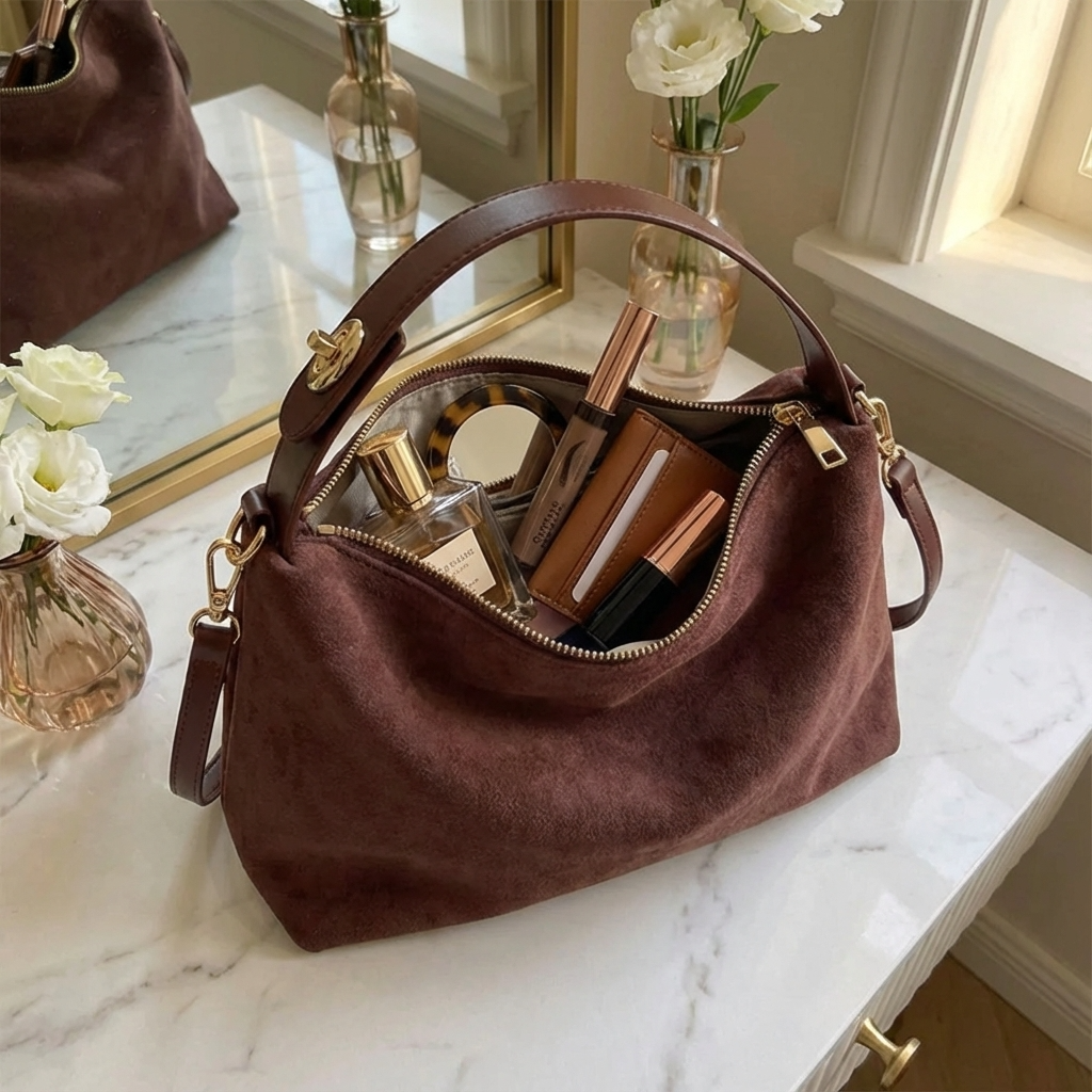 Crossbody Handtas - Imitatiesuède Pillow Schoudertas met Rits