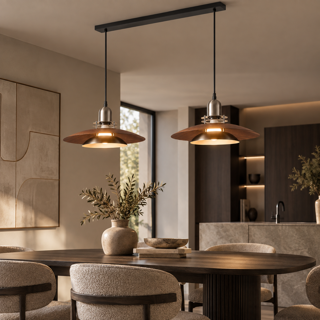 UFO-hanglamp van ijzer met driekleurige dimfunctie